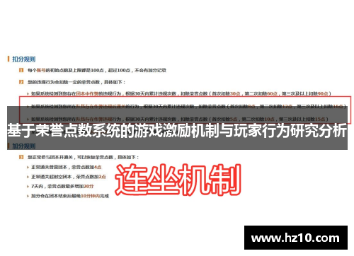 基于荣誉点数系统的游戏激励机制与玩家行为研究分析